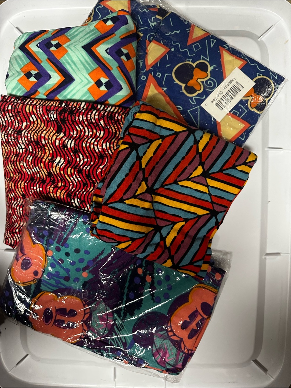 LuLaRoe Bright Multicolor Geometric & Abstract Leggings Disney Pack